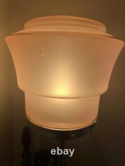 An attractive pink glass and chrome art deco table lamp c. 1930