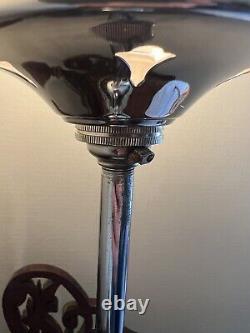 An attractive pink glass and chrome art deco table lamp c. 1930