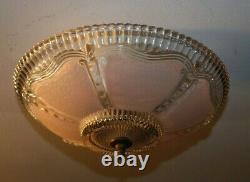 Antique 12 inch pink glass Art Deco ceiling light fixture chandelier 1940s