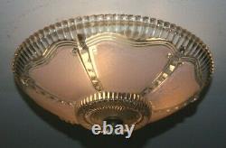 Antique 12 inch pink glass Art Deco ceiling light fixture chandelier 1940s