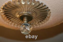 Antique 14 pink glass Porcelier flush mount original ceiling light fixture