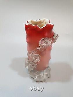 Antique 1800's Victorian Thomas Webb & Sons, Red & Pink Flower Glass Posy Vase