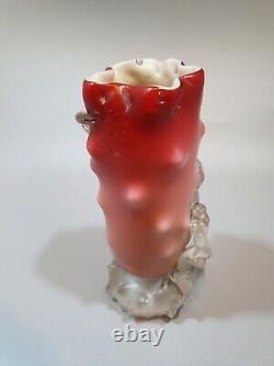 Antique 1800's Victorian Thomas Webb & Sons, Red & Pink Flower Glass Posy Vase