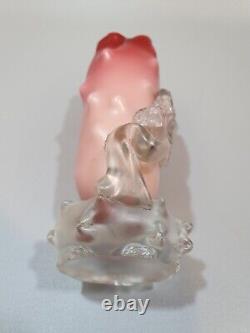 Antique 1800's Victorian Thomas Webb & Sons, Red & Pink Flower Glass Posy Vase