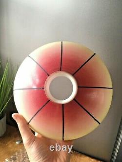Antique 1920s Pink Yellow Rose Glass Ceiling Light Lamp Shade Edwardian Art Deco