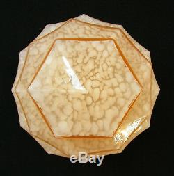 Antique 1930 Art Deco Cloud Glass Pink Skyscraper Globe Hanging Ceiling Light