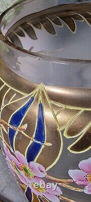 Antique 19thC Hand Painted Enamel Art Glass Legras Mont Joye Vase/Jar