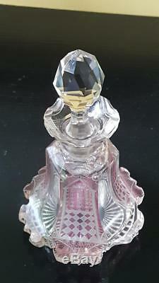 Antique 19th Century Baccarat Pink Cut to Clear Perfume Bottle unmarked