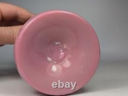 Antique 19th Century Victorian Pink Cased Glass Ruffled Edge Vase Gold Painted