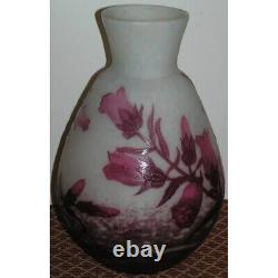 Antique 20th France Rare Pink Glass Vase signed A. DELATTE Nancy 32cm