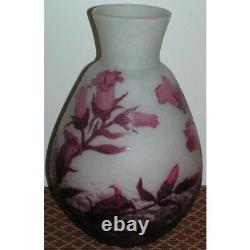 Antique 20th France Rare Pink Glass Vase signed A. DELATTE Nancy 32cm