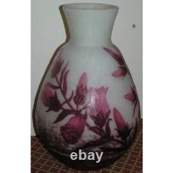 Antique 20th France Rare Pink Glass Vase signed A. DELATTE Nancy 32cm