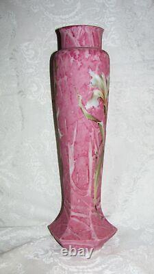 Antique American C. F. Monroe Kelva Enameled Lilies Vase Circa 1910