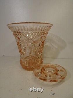Antique Art Glass Flower Frog Vase Belgium Luxval Scailmont Pink Art Deco