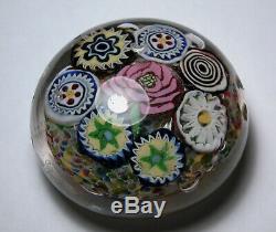Antique Art Glass Paperweight Large Millifiori with Center Rose