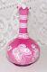 Antique Baccarat Cameo Glass Vase Cut With Butterfly Flowers Pink To White 12cm