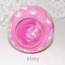 Antique Baccarat Cameo Glass Vase Cut With Butterfly Flowers Pink To White 12cm