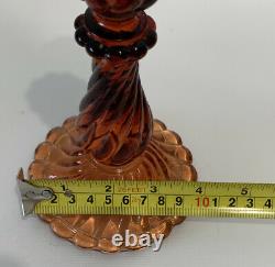 Antique Baccarat French Rose Tiente Crystal Bambous Swirl Candlestick