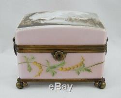 Antique Baccarat Pink Opaline Glass French 8 Perfume Casket