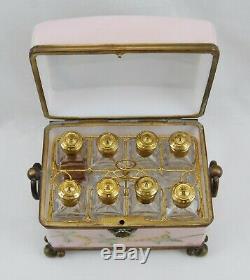 Antique Baccarat Pink Opaline Glass French 8 Perfume Casket