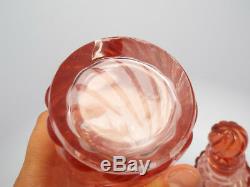 Antique Baccarat Pink Rose Swirl Pattern 5pc Vanity Set 4 Perfume Bottles & Box