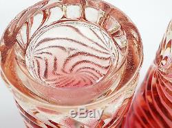Antique Baccarat Rose Tiente Pinwheel Swirl Pattern 2 Tumbler Cups, 4 3/4