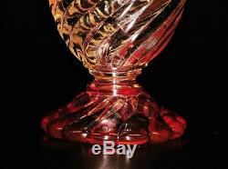 Antique Baccarat Rose Tiente Swirl six (6) tall water goblet crystal glass