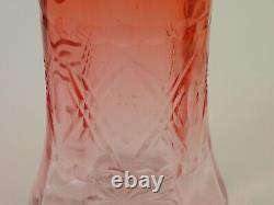 Antique Bohemian Apricot to Pink Geometric CUT Art Glass Vase Loetz Harrach