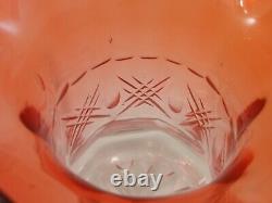 Antique Bohemian Apricot to Pink Geometric CUT Art Glass Vase Loetz Harrach