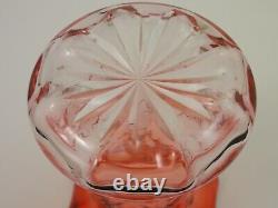 Antique Bohemian Apricot to Pink Geometric CUT Art Glass Vase Loetz Harrach