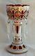 Antique Bohemian Cased Cranberry Glass Luster Lamp Spear Prisms