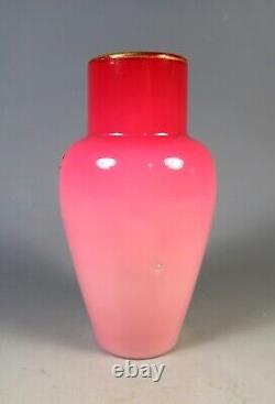 Antique Bohemian Harrach Peachblow Glass Vase With Beetle