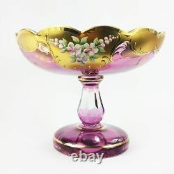 Antique Bohemian Moser Style Footed Glass Compote