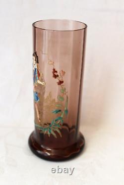 Antique Bohemian Theodore Rossler pair of vases raised enamel 1920-1930