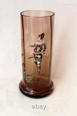 Antique Bohemian Theodore Rossler pair of vases raised enamel 1920-1930