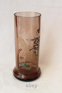 Antique Bohemian Theodore Rossler pair of vases raised enamel 1920-1930