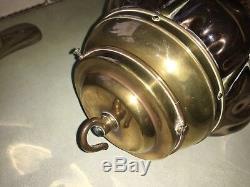 Antique CAGE Blown WYNYATES Arts & Crafts dimple Glass Brass ruby ceiling Light