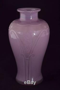 Antique Carder Steuben art glass vase, acid etched Medieval 3273 Griffin Dragon
