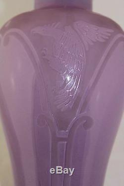 Antique Carder Steuben art glass vase, acid etched Medieval 3273 Griffin Dragon