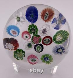 Antique Clichy 18-Cane With Pink/Green Rose Cane On Clear Glass Paperweight 2.1