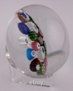 Antique Clichy 18-Cane With Pink/Green Rose Cane On Clear Glass Paperweight 2.1