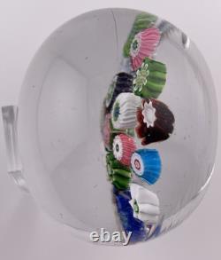 Antique Clichy 18-Cane With Pink/Green Rose Cane On Clear Glass Paperweight 2.1