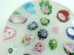 Antique Clichy 2.5 Glass 3 Rose Cane Millefiori Lace Background Paperweight