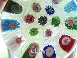 Antique Clichy 2.5 Glass 3 Rose Cane Millefiori Lace Background Paperweight