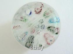 Antique Clichy 2.5 Glass 3 Rose Cane Millefiori Lace Background Paperweight