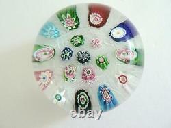 Antique Clichy 2.5 Glass 3 Rose Cane Millefiori Lace Background Paperweight