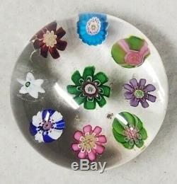 Antique Clichy Glass Paperweight Concentric Millefiori Design With Rose Cane