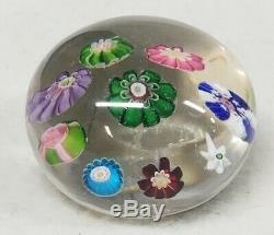 Antique Clichy Glass Paperweight Concentric Millefiori Design With Rose Cane