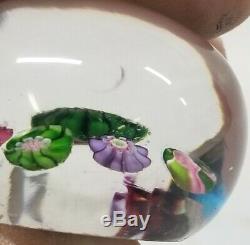 Antique Clichy Glass Paperweight Concentric Millefiori Design With Rose Cane