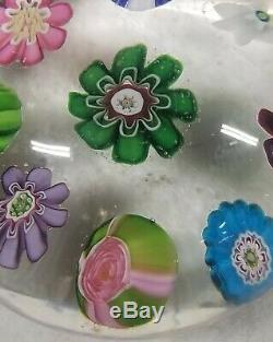 Antique Clichy Glass Paperweight Concentric Millefiori Design With Rose Cane